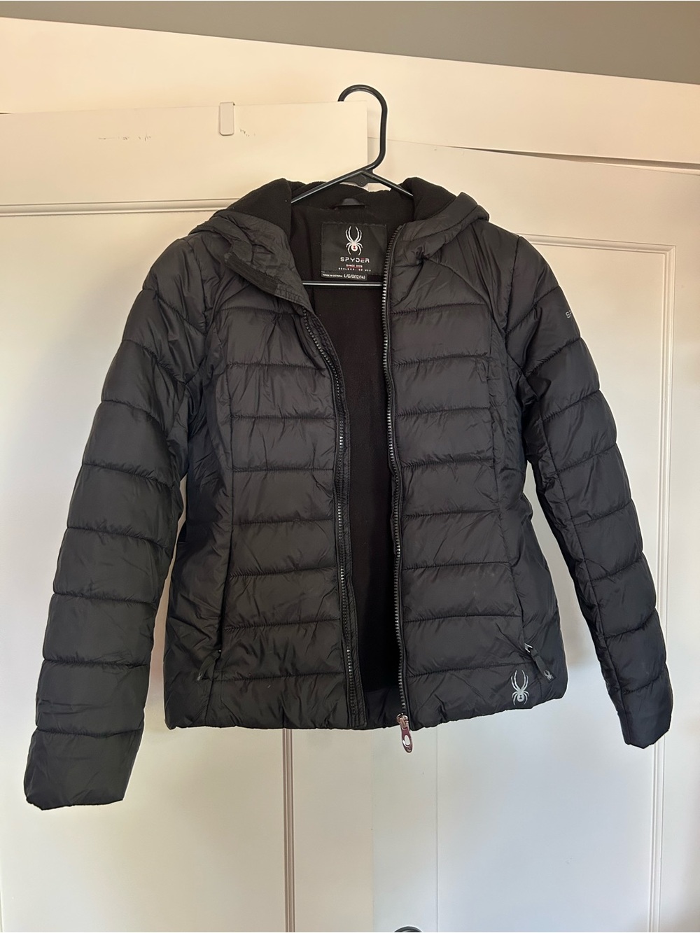 Spyder Puffy Jacket Black Synthetic Down